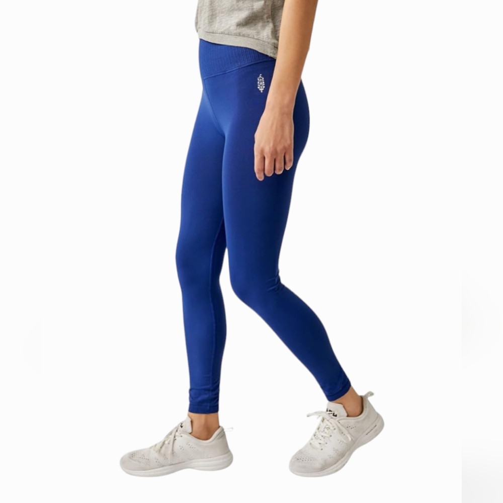 Free People Movement Good Karma Leggings M/L Indigo Blue NWT Workout Gym Fitness